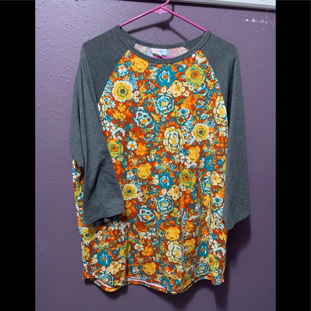 LuLaRoe 2x Randy tee grey,teal,yellow, & orange